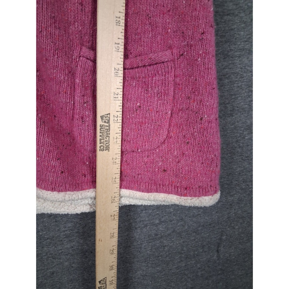 LL Bean Womens Jacket M Pink Knit Fleece Lined Lambswool Hooded Vest 271805 - Picture 4 of 7